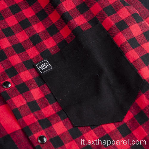 Camicia calda scozzese giacca a maniche lunghe in pile